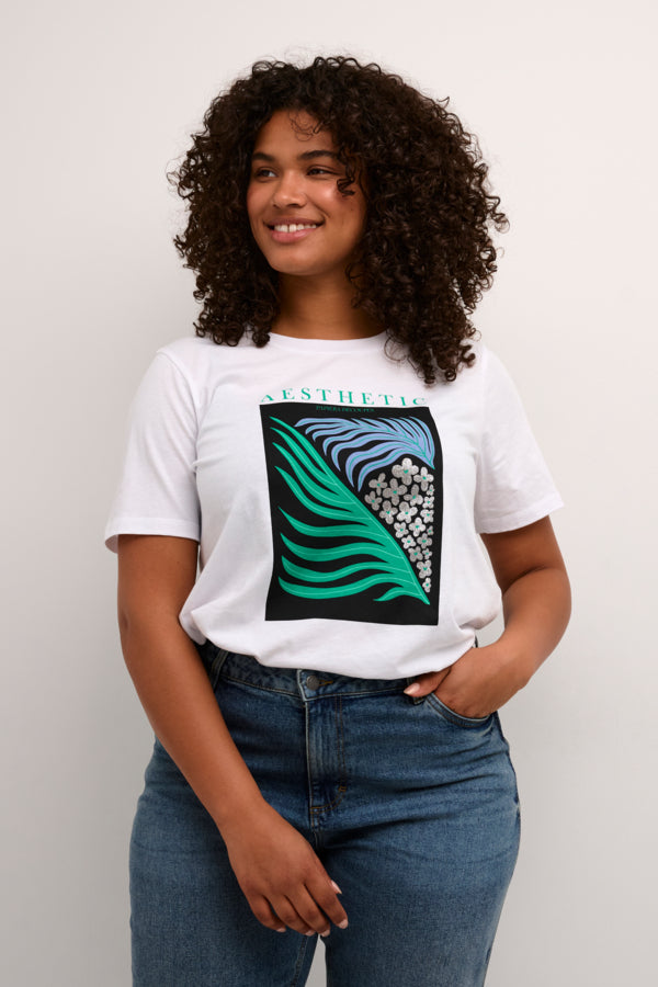 Kaffe Curve Amina T-Shirt in Leaf Print