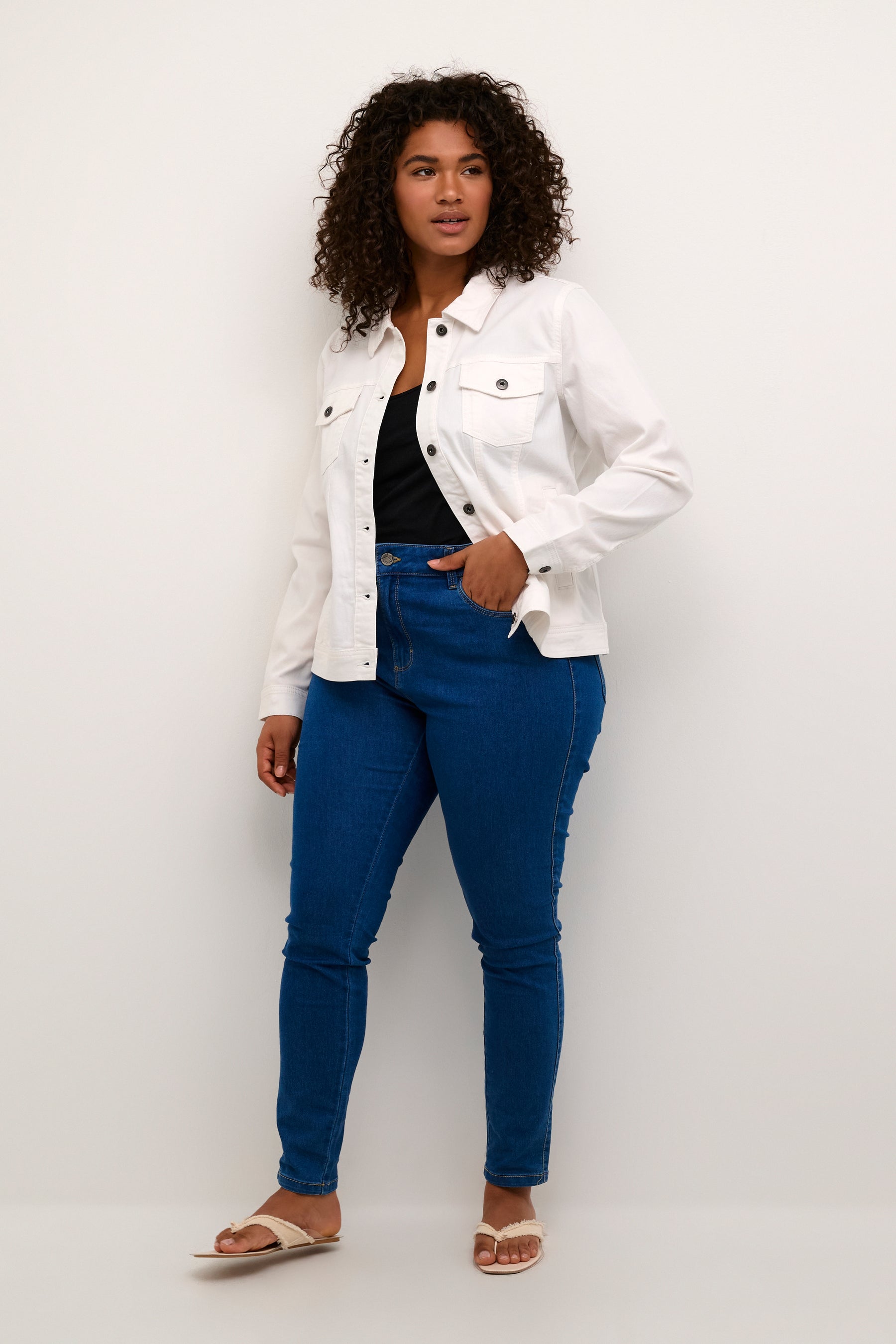 Kaffe Curve White Denim Jacket