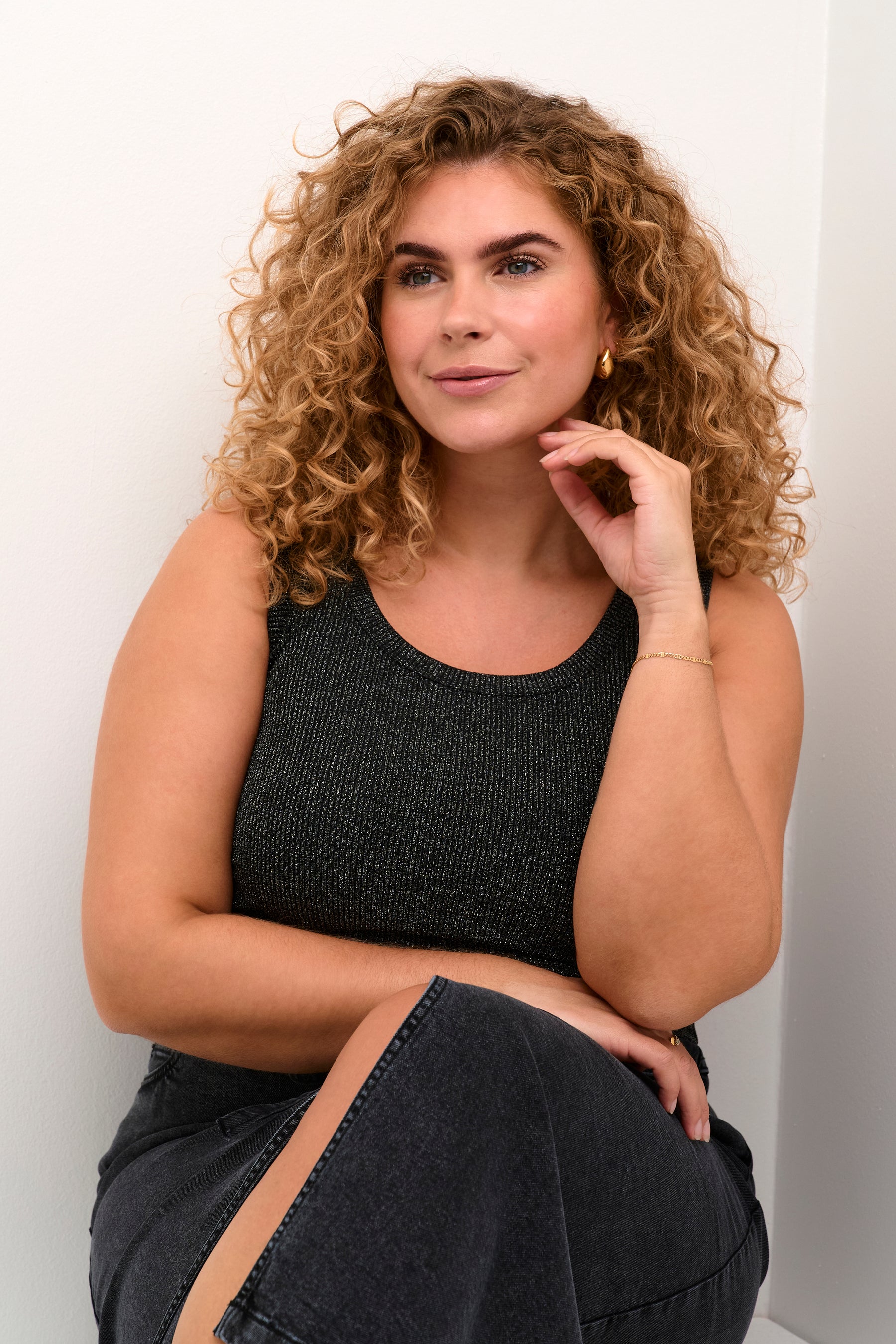 Kaffe Curve Celia Tank Top in Black