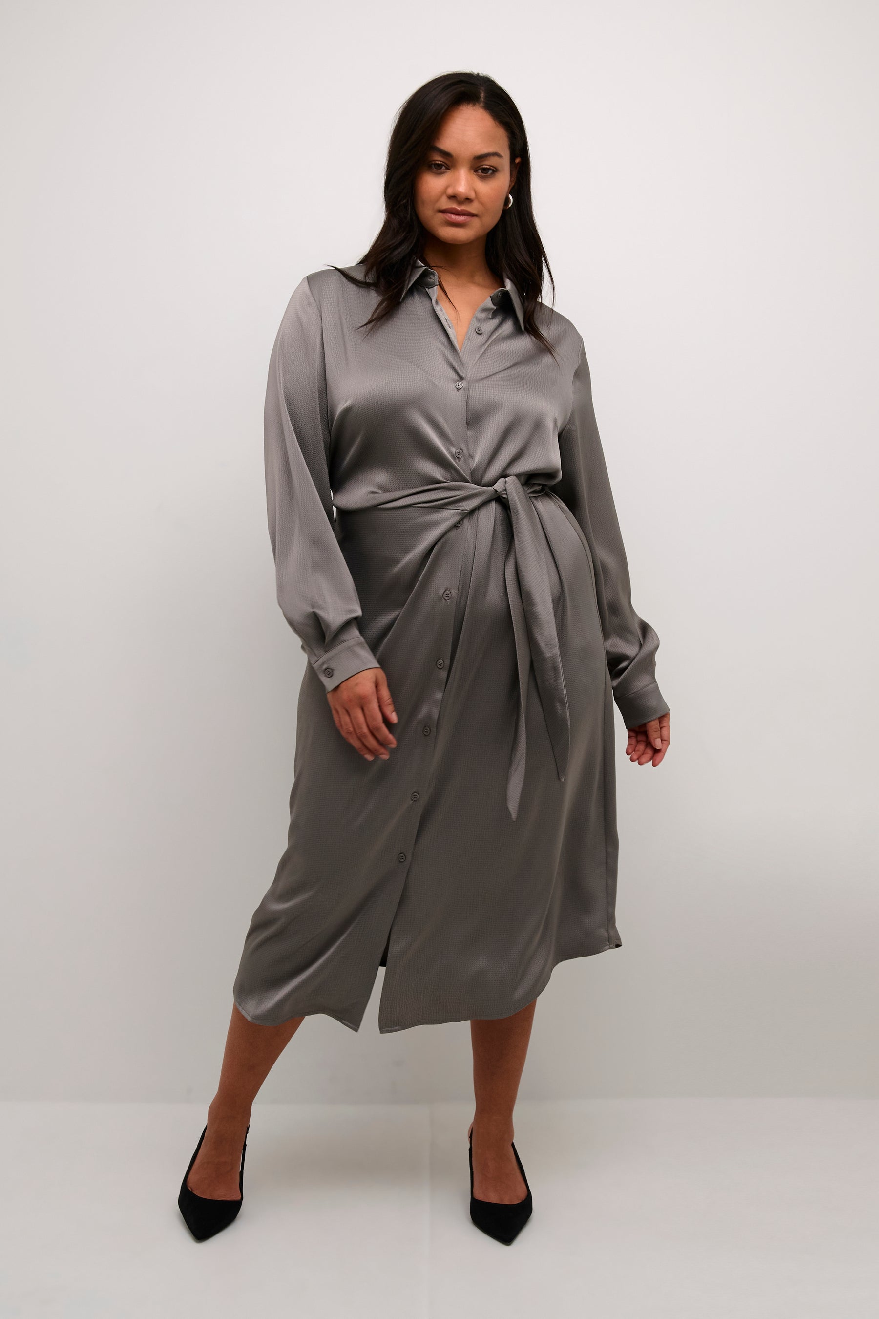 Kaffe Curve Loana Dress in Grey