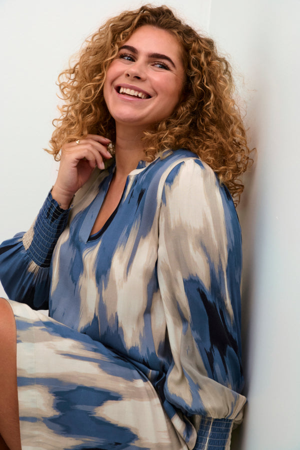 Kaffe Curve Bella Dress in Blue