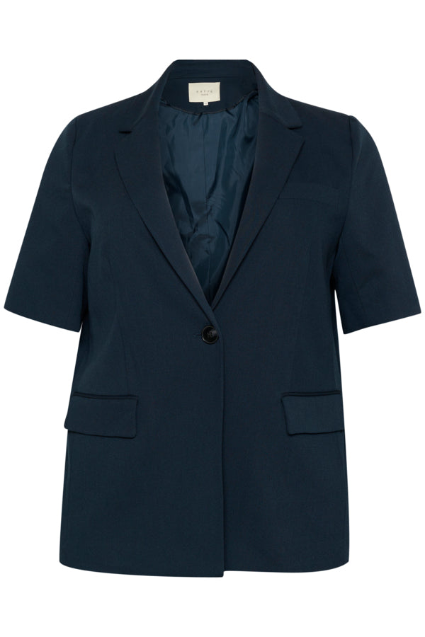 Kaffe Curve Sakira Short Sleeve Blazer in Navy
