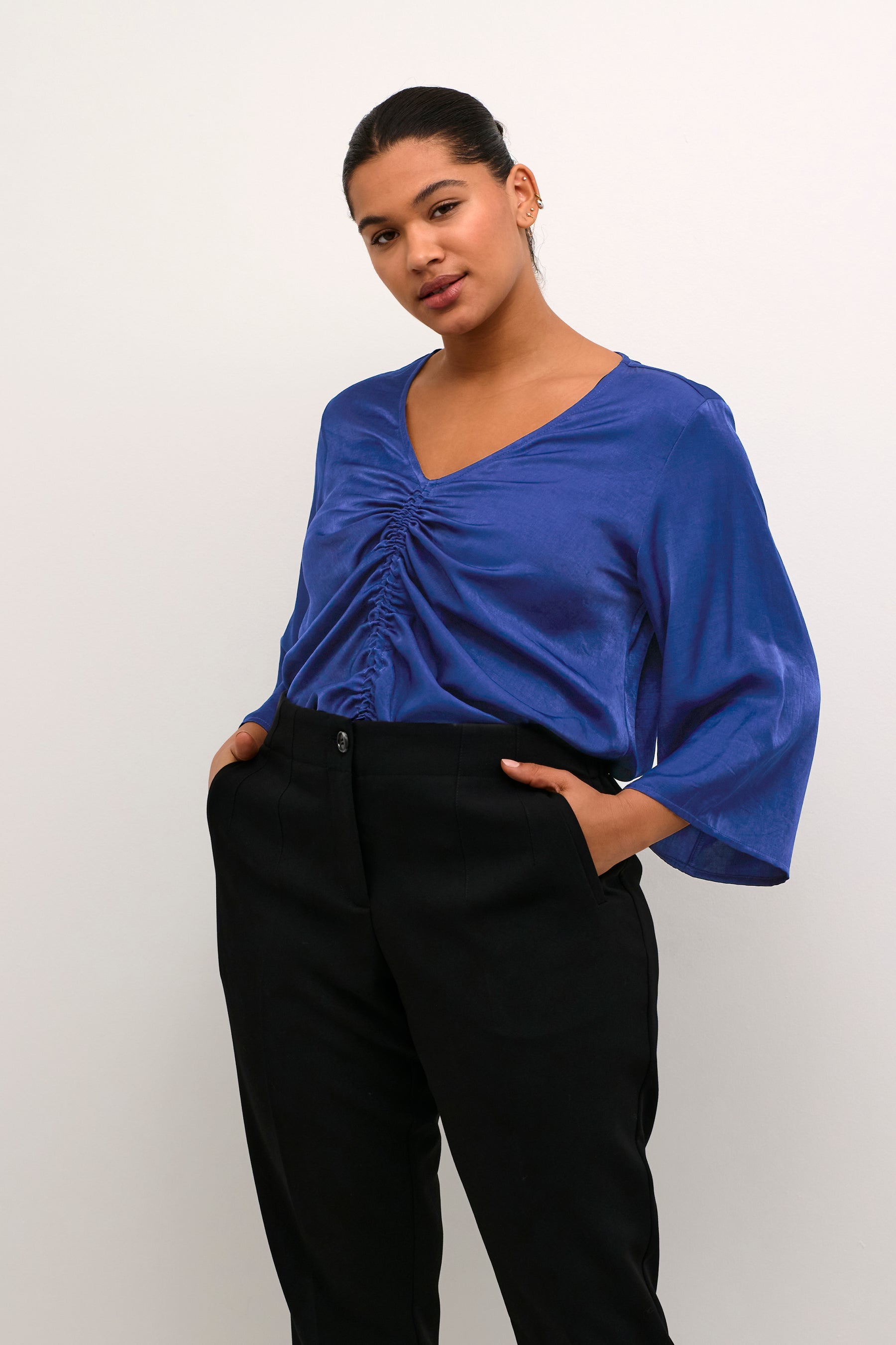 Kaffe Curve Membe Blouse in Blue