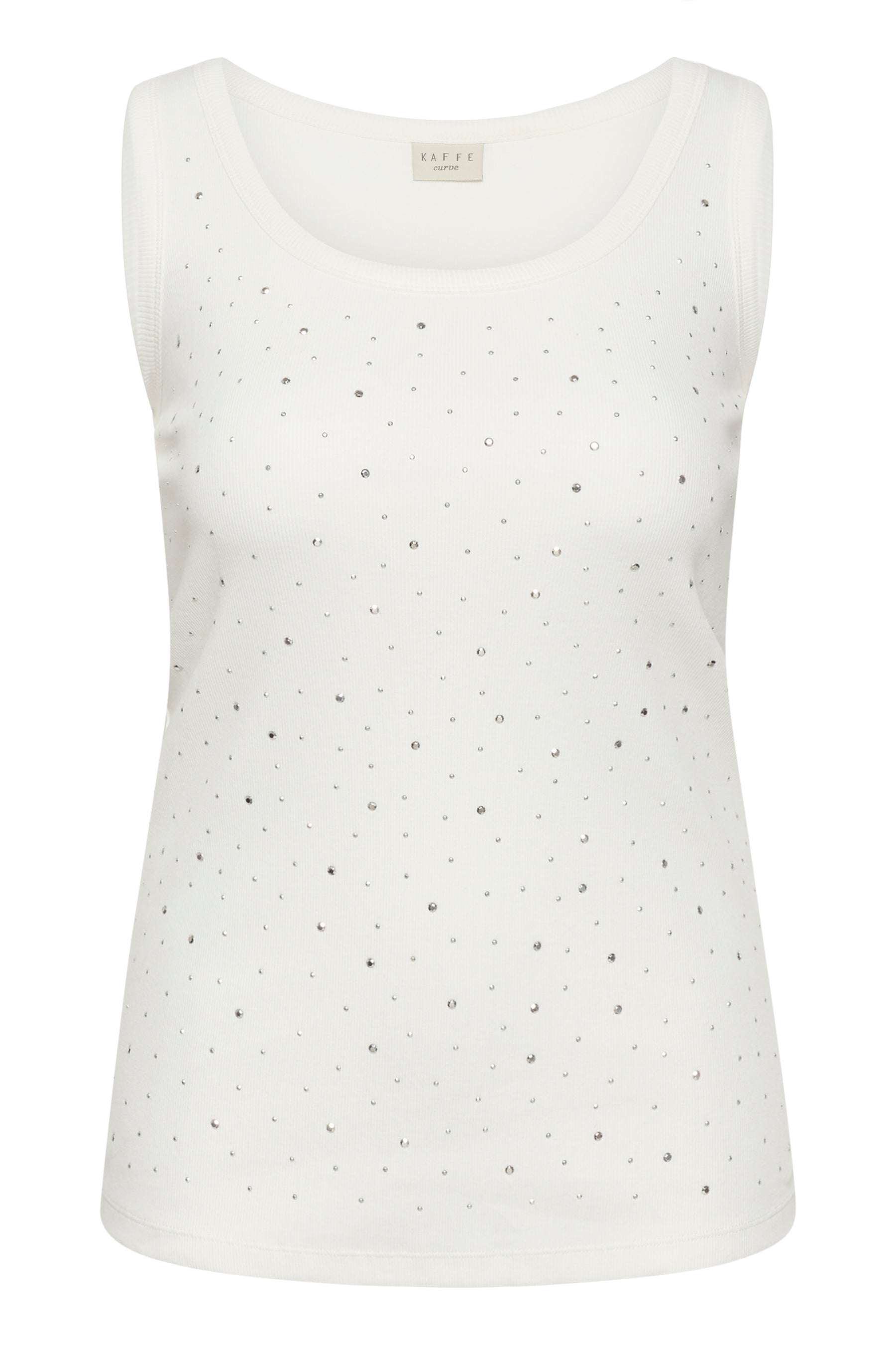 Kaffe Curve Carina Rhinestone Vest Top in White