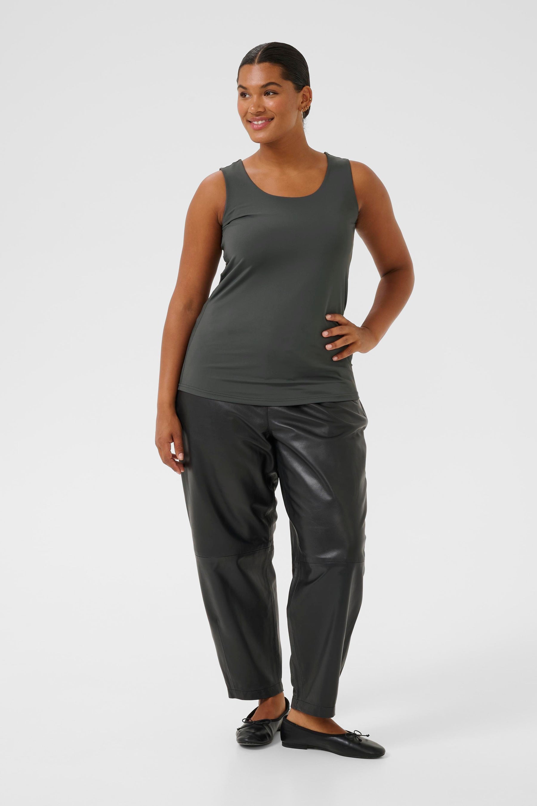 Kaffe Curve Erina Vest Top in Charcoal