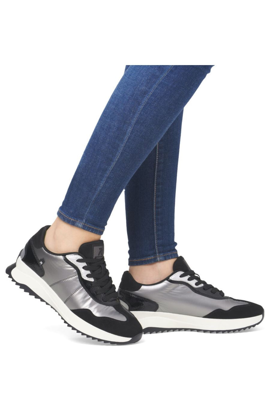 Rieker Trainer in Silver and Black