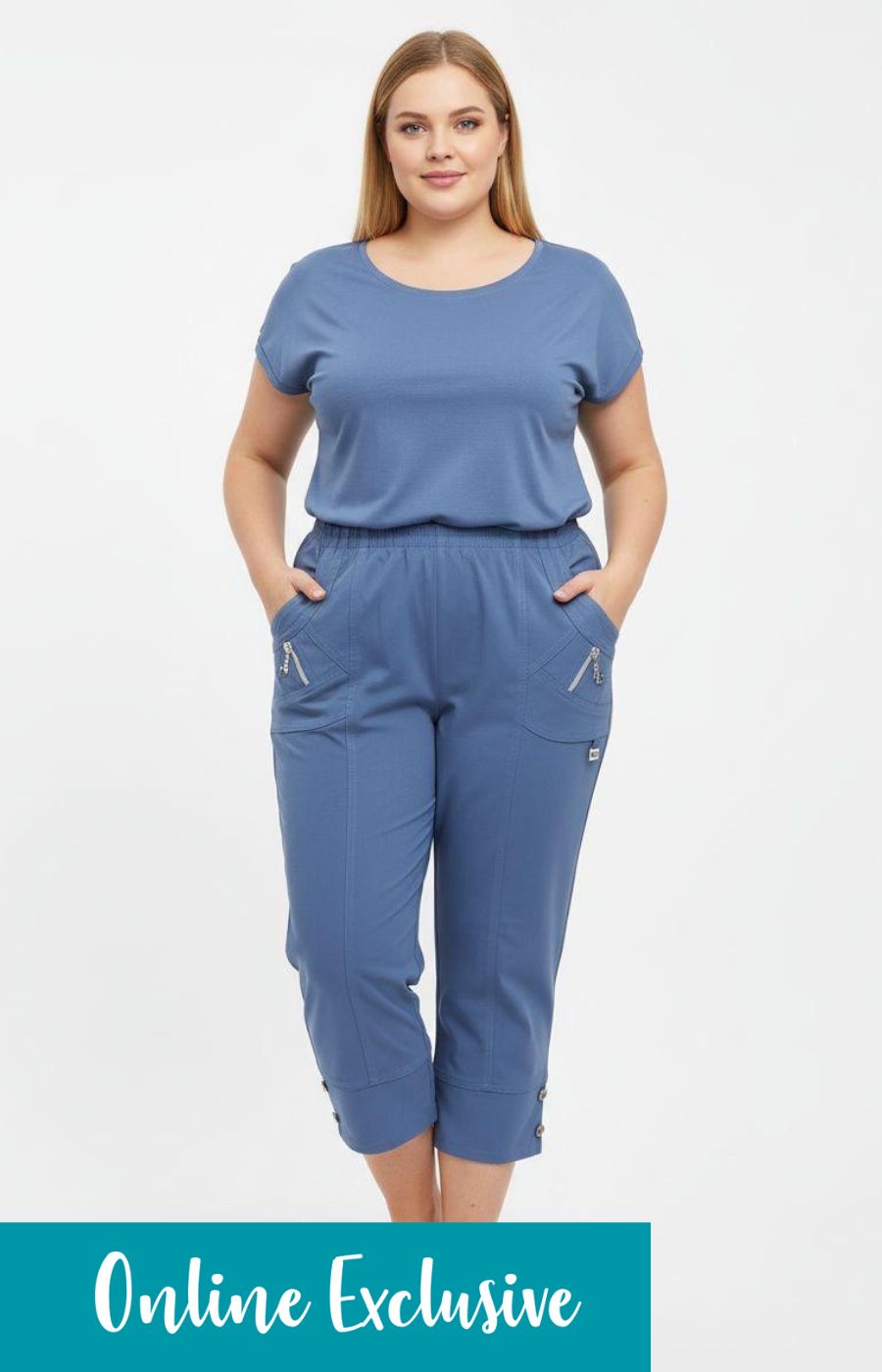 Lucie Crop Trousers in Blue