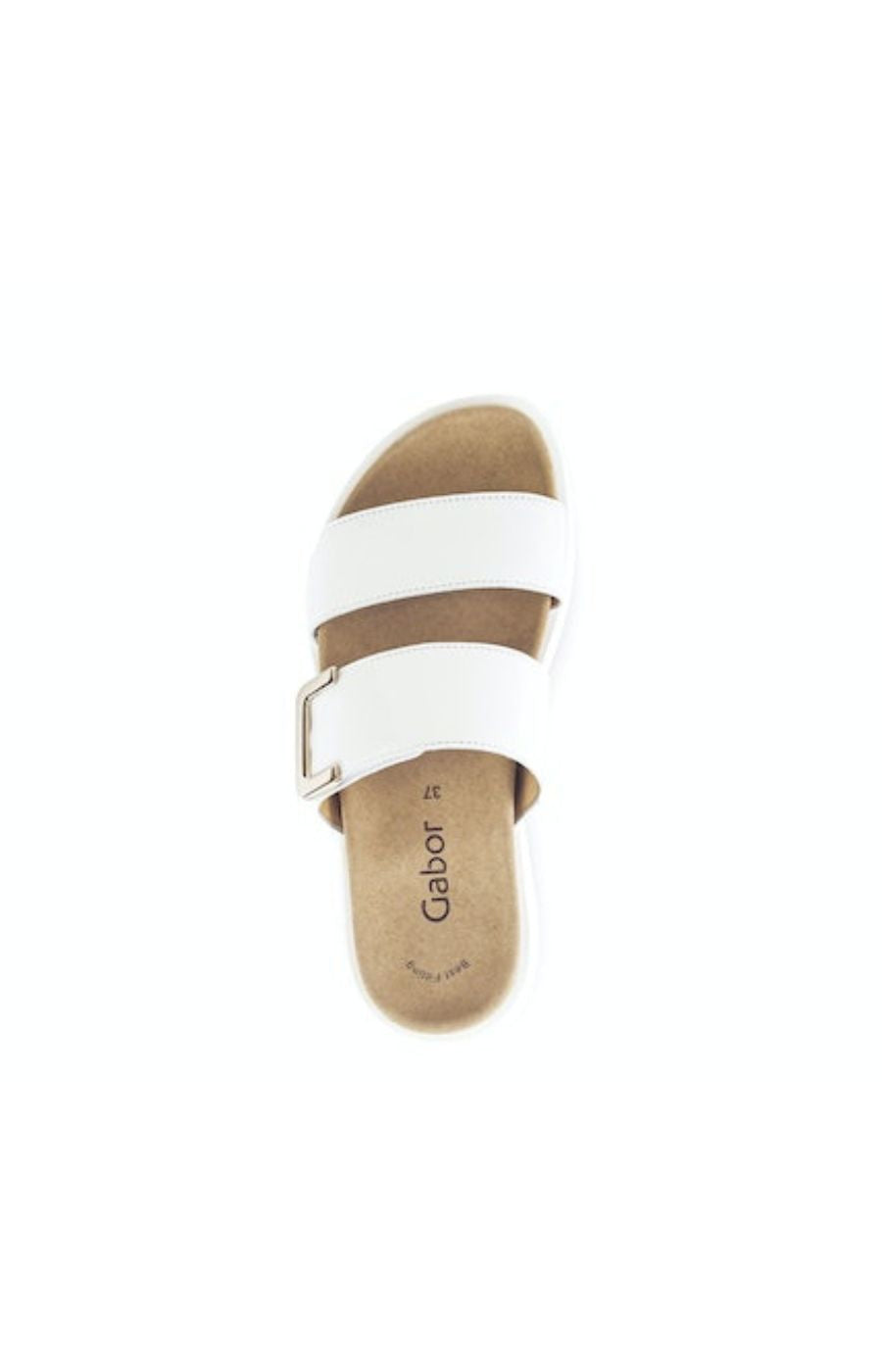 GABOR SLIP ON BUCKLE SANDAL IN WHITE