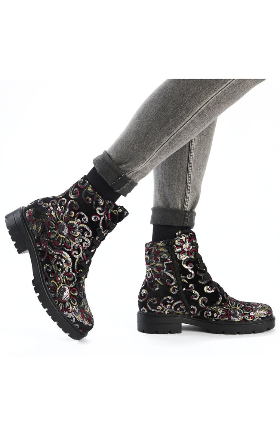 Rieker Floral Sequin Boot