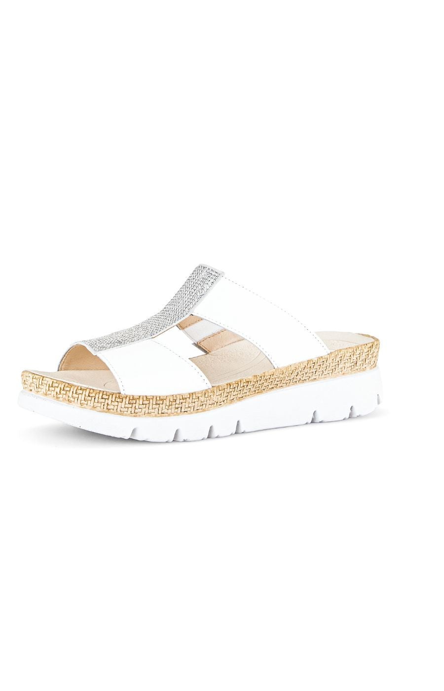 Gabor White Sparkle Slip On Sandal