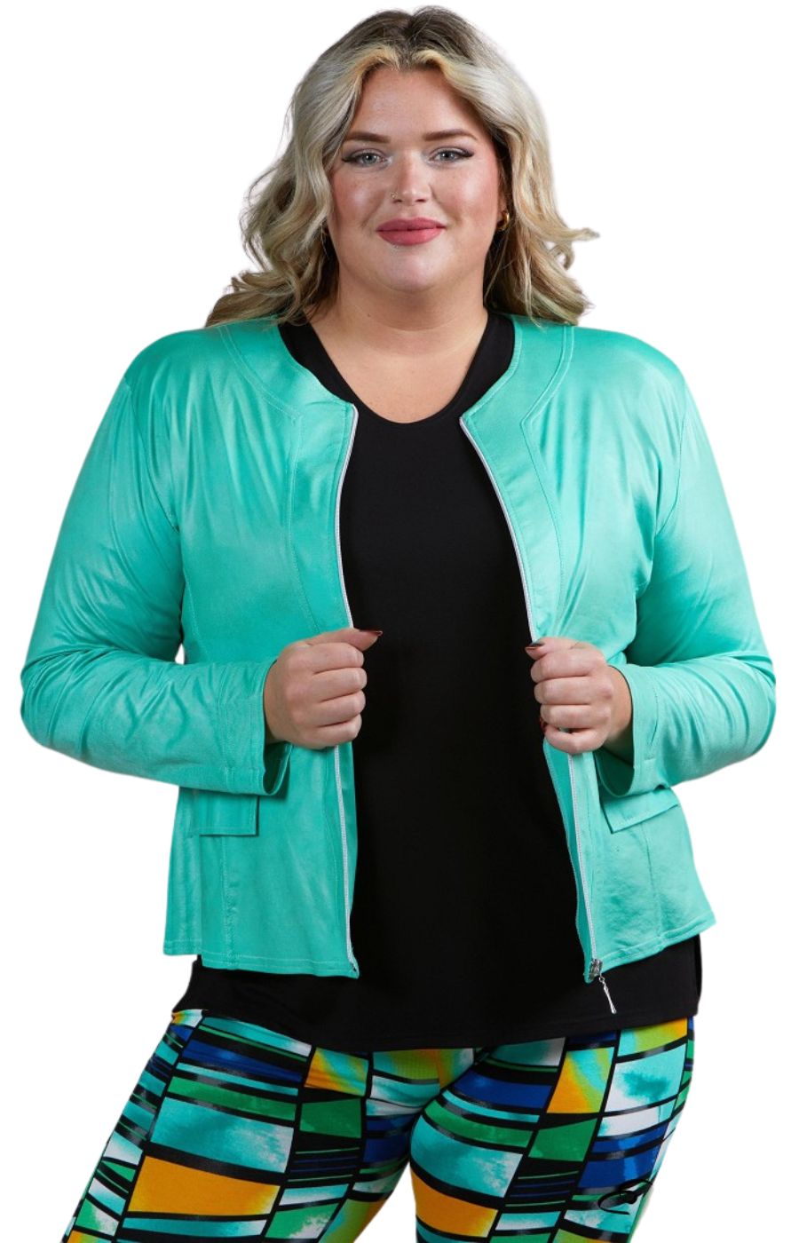 Magna Leather Look Jacket in Mint Green