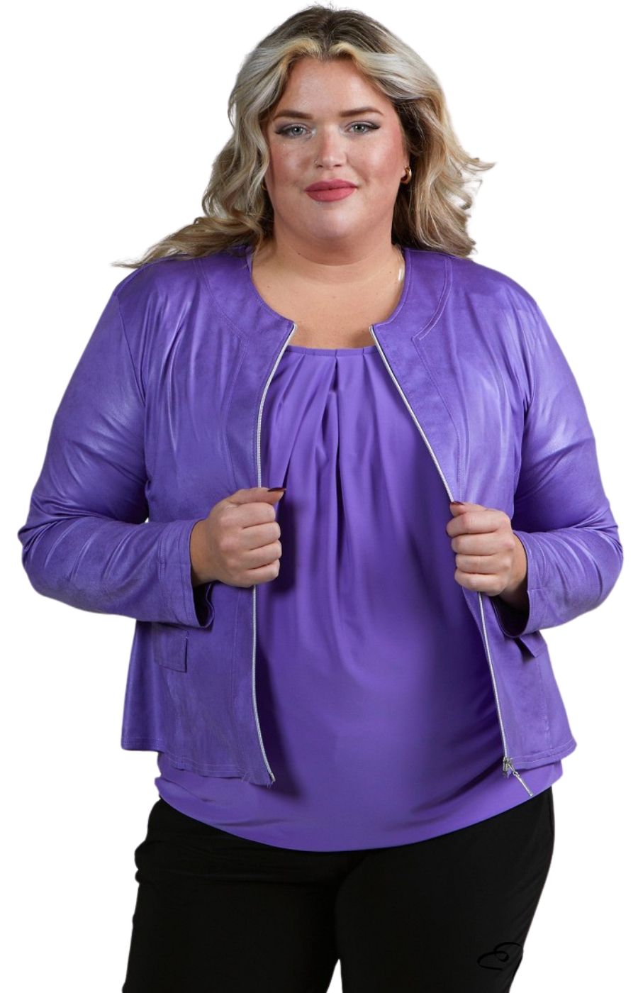 Plus size purple leather jacket sales
