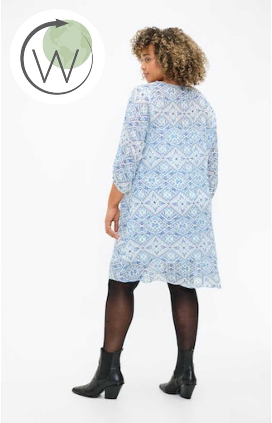 Zizzi Lucy Dress in Blue Print