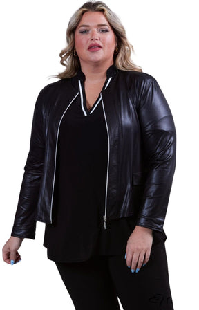 Magna Leather Look Jacket in Black