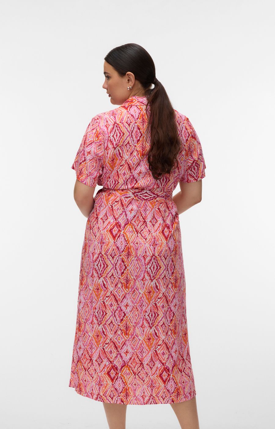 Vero Moda Curve Joy Dress in Coral