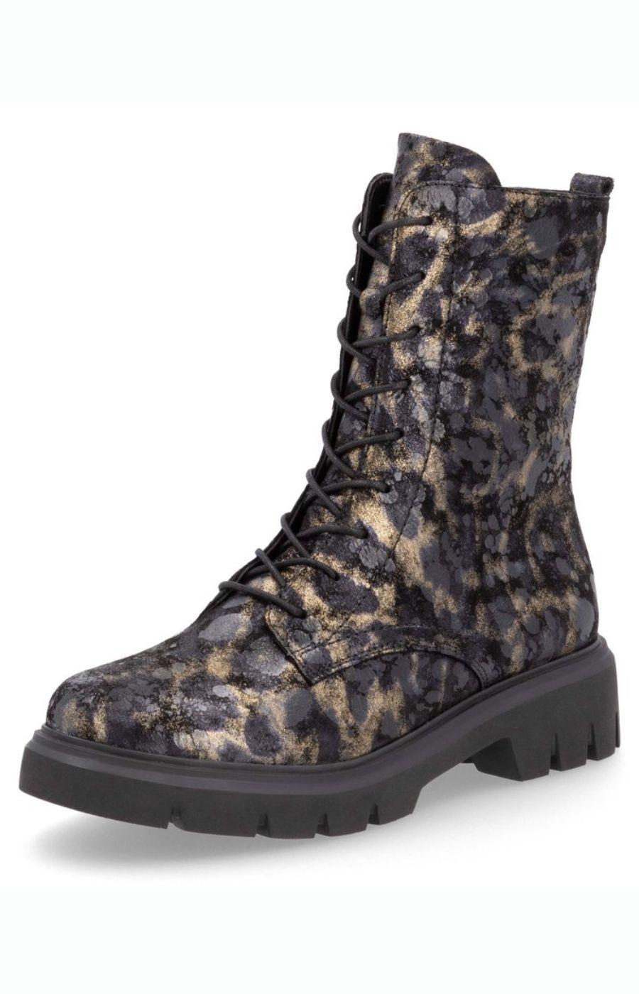 Remonte Black and Gold Print Boot