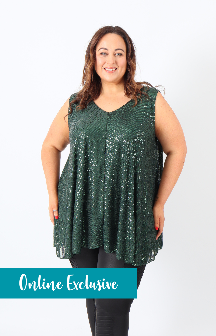 Green sequin top plus size shop