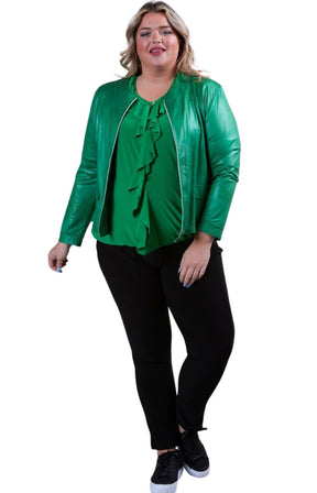 Magna Leather Look Jacket in Brazil Green