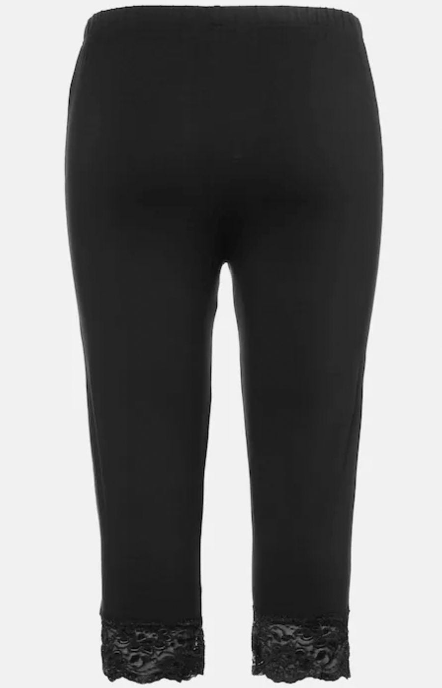 Ulla Popken Lace Trim Leggings in Black