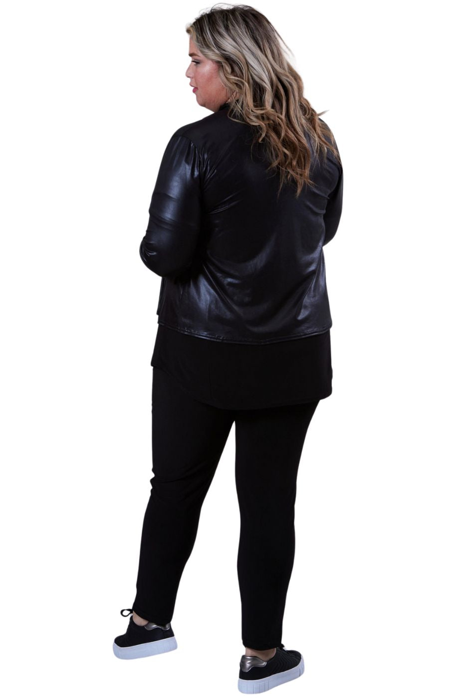 Magna Leather Look Jacket in Black