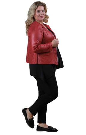 Magna Leather Look Jacket in Red