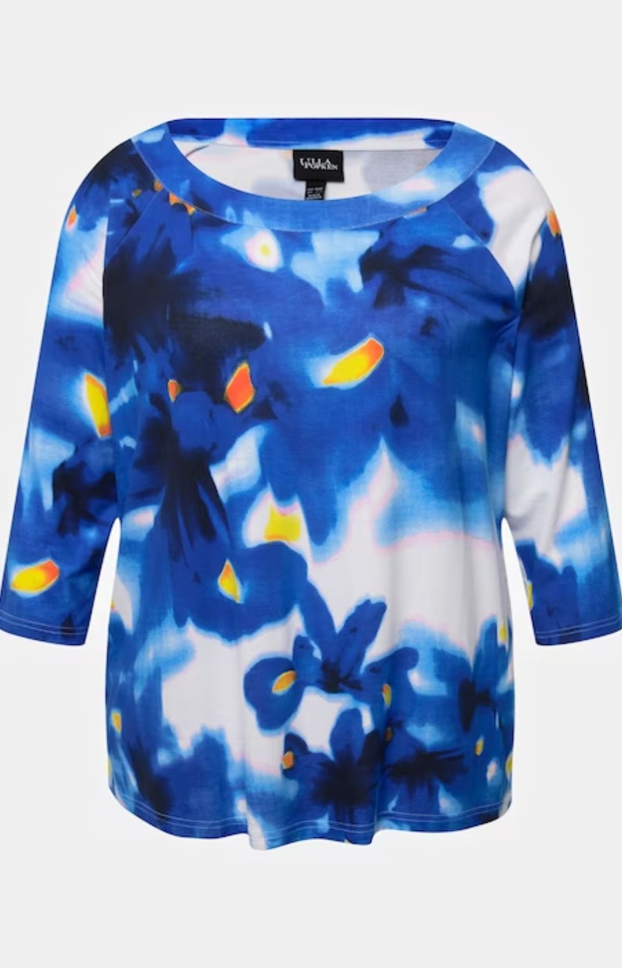 Ulla Popken Blurred Flowers Blue Top