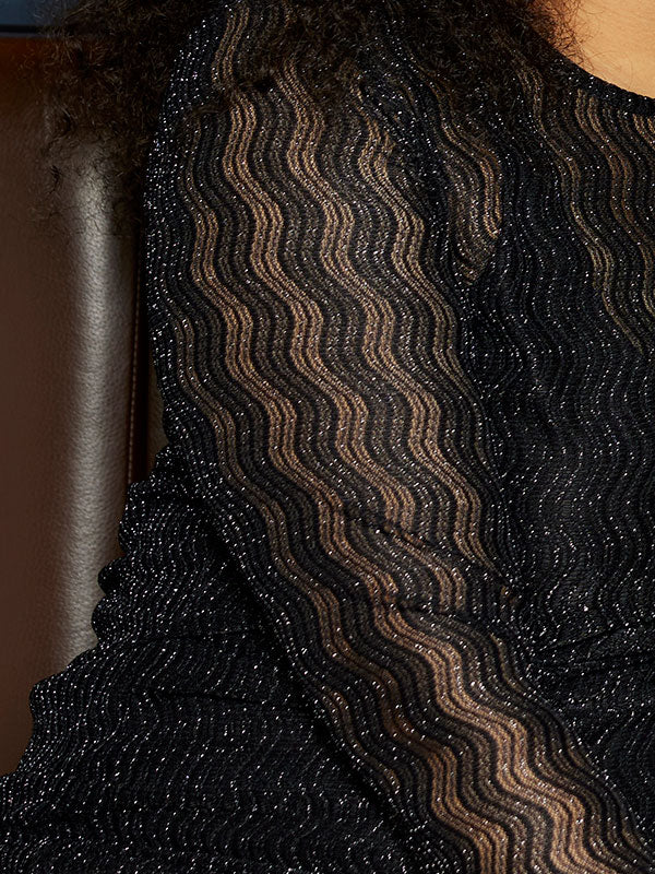 Zhenzi Alora Sheer Top in Black