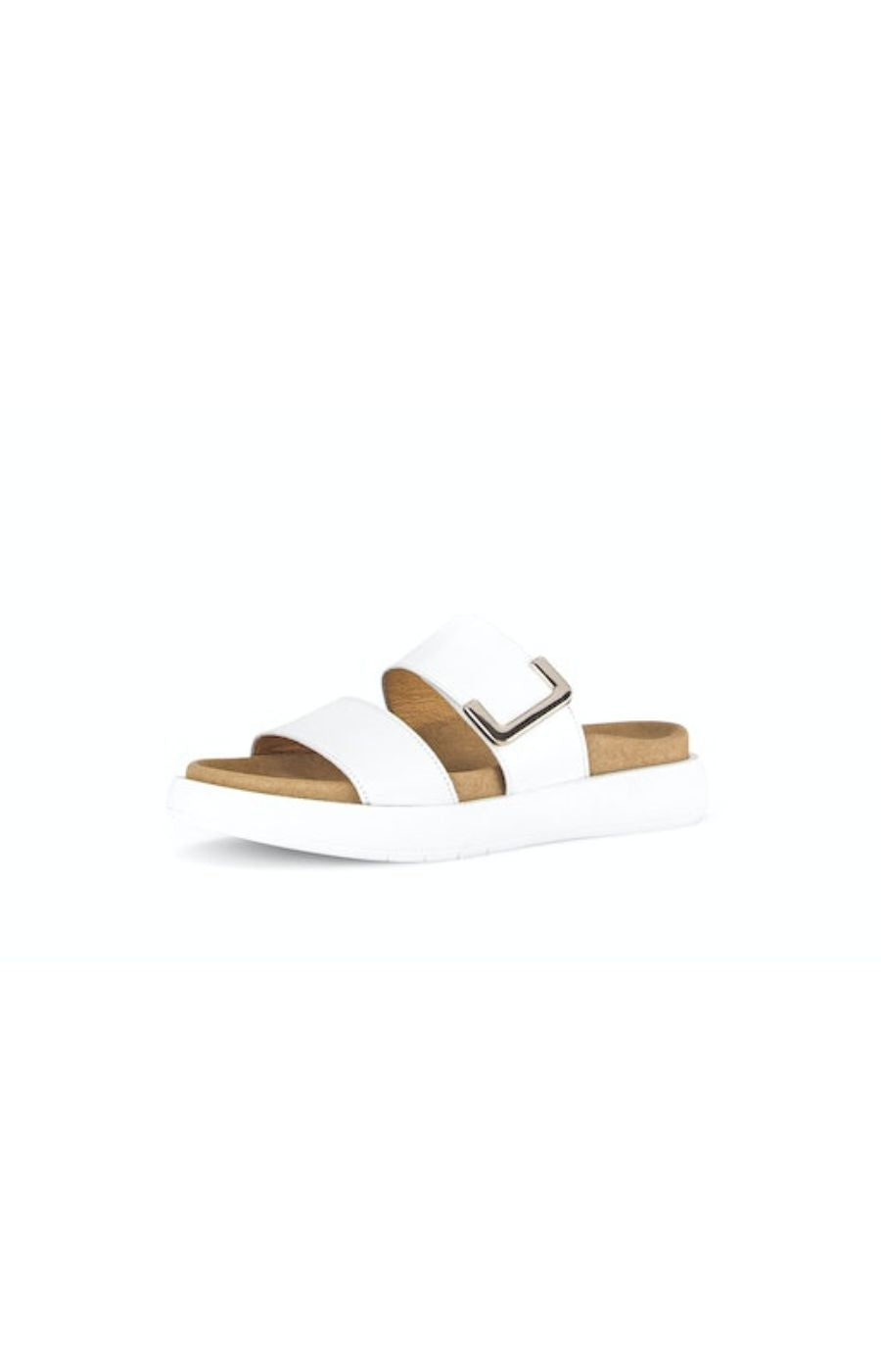 GABOR SLIP ON BUCKLE SANDAL IN WHITE