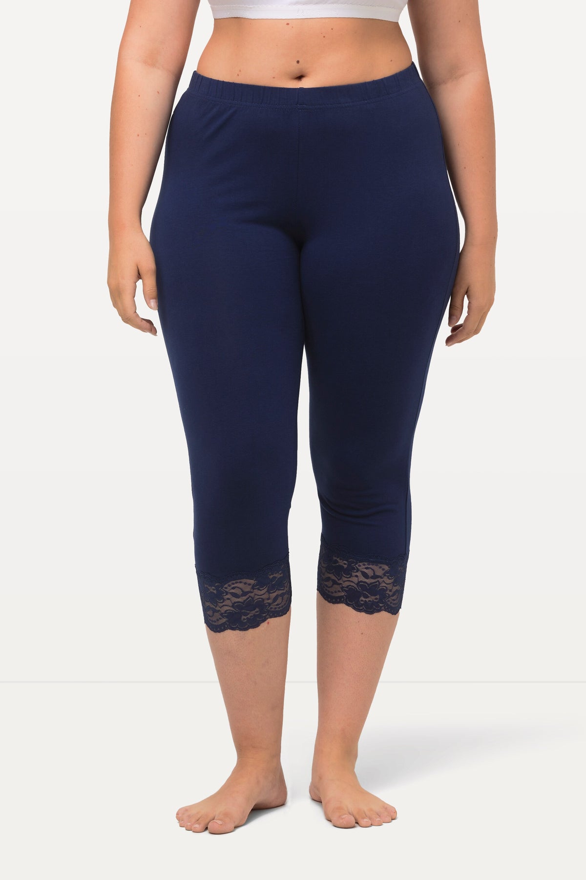 Ulla Popken Navy Lace Capri Leggings