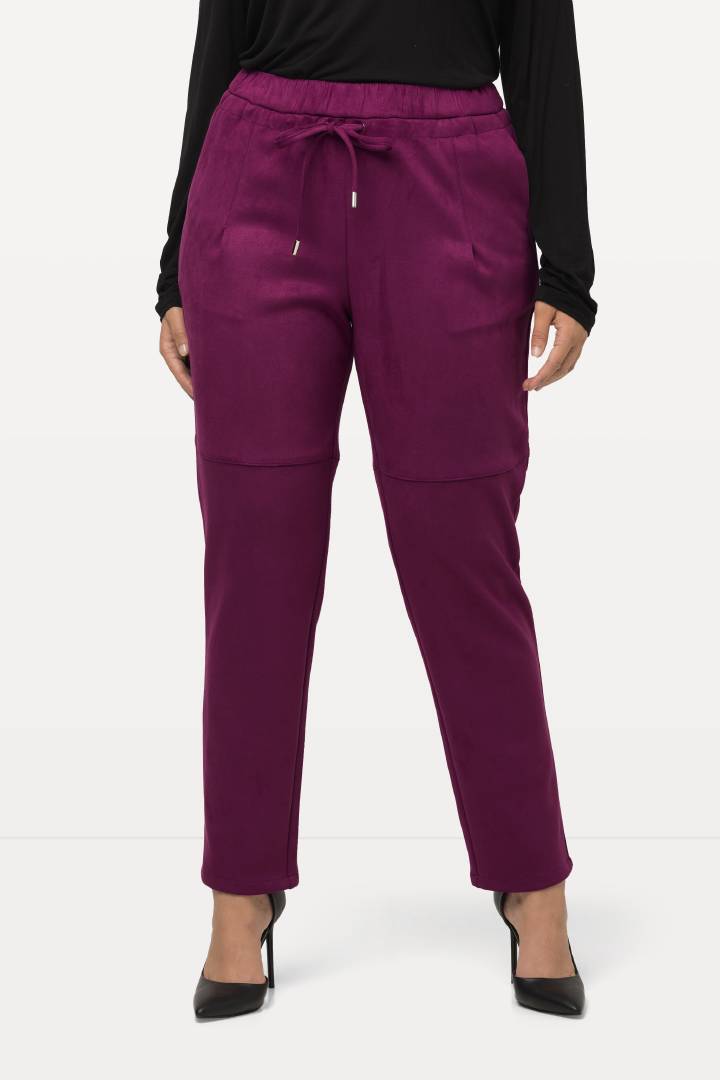 Ulla Popken Faux Suede Trousers in Purple