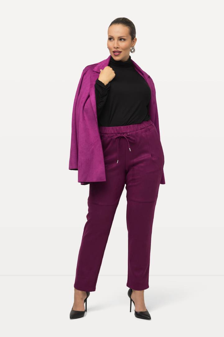 Ulla Popken Faux Suede Trousers in Purple