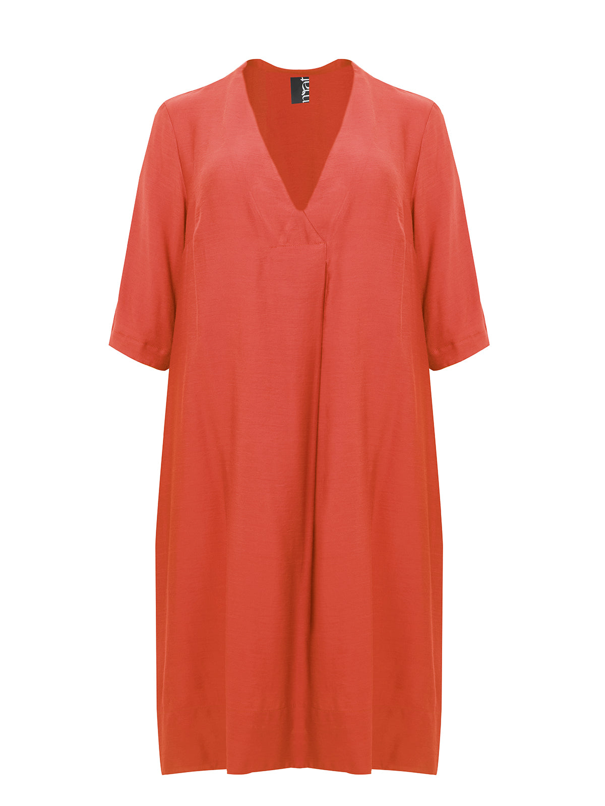 Mat Pleated Dress in Coral