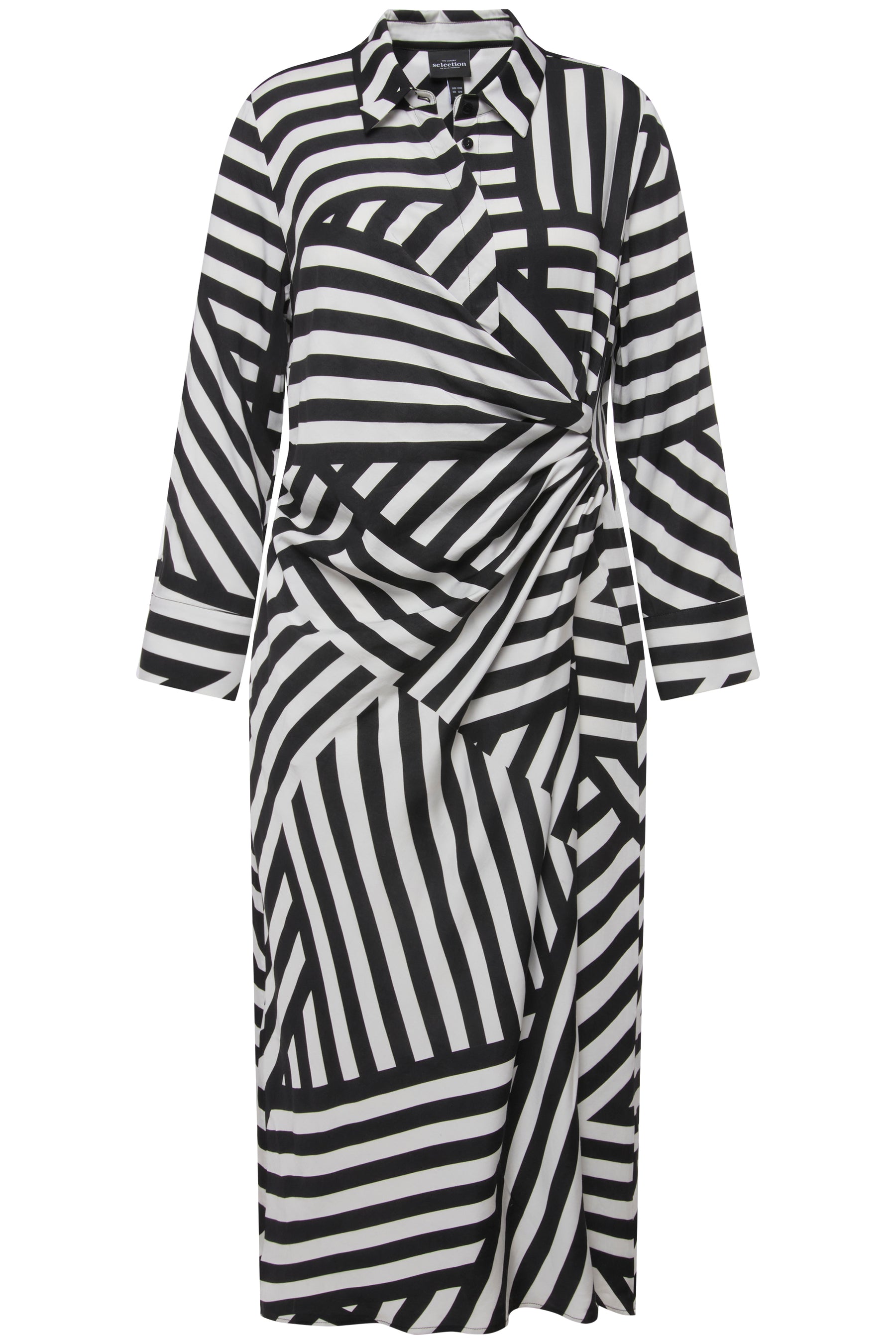 Ulla Popken Striped Dress in Grey
