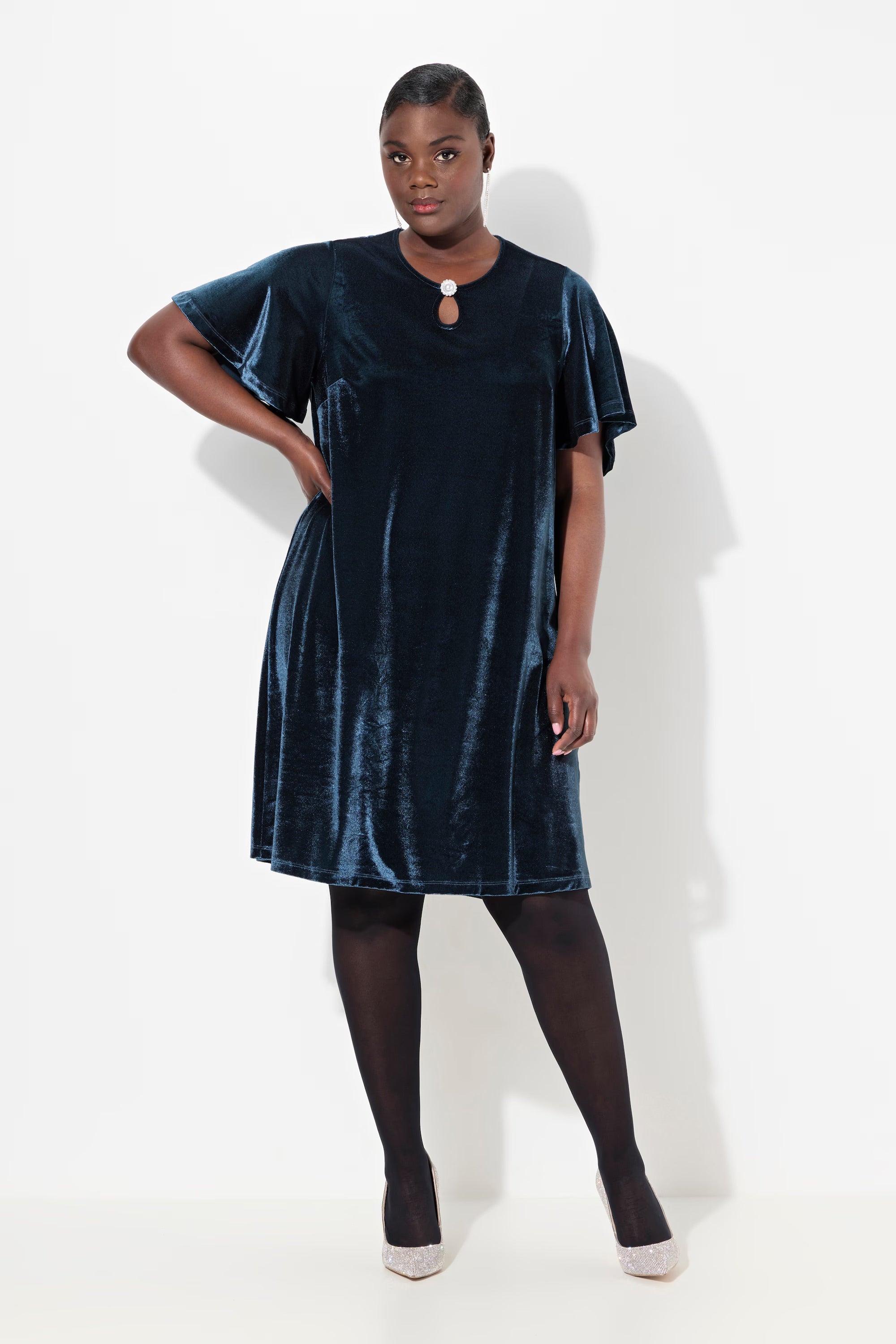 Ulla Popken Velvet Dress Navy
