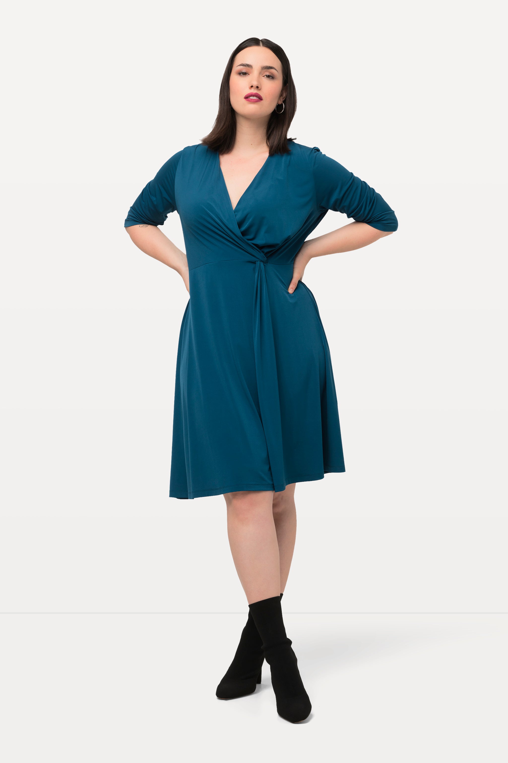 Ulla Popken Draped Teal Dress