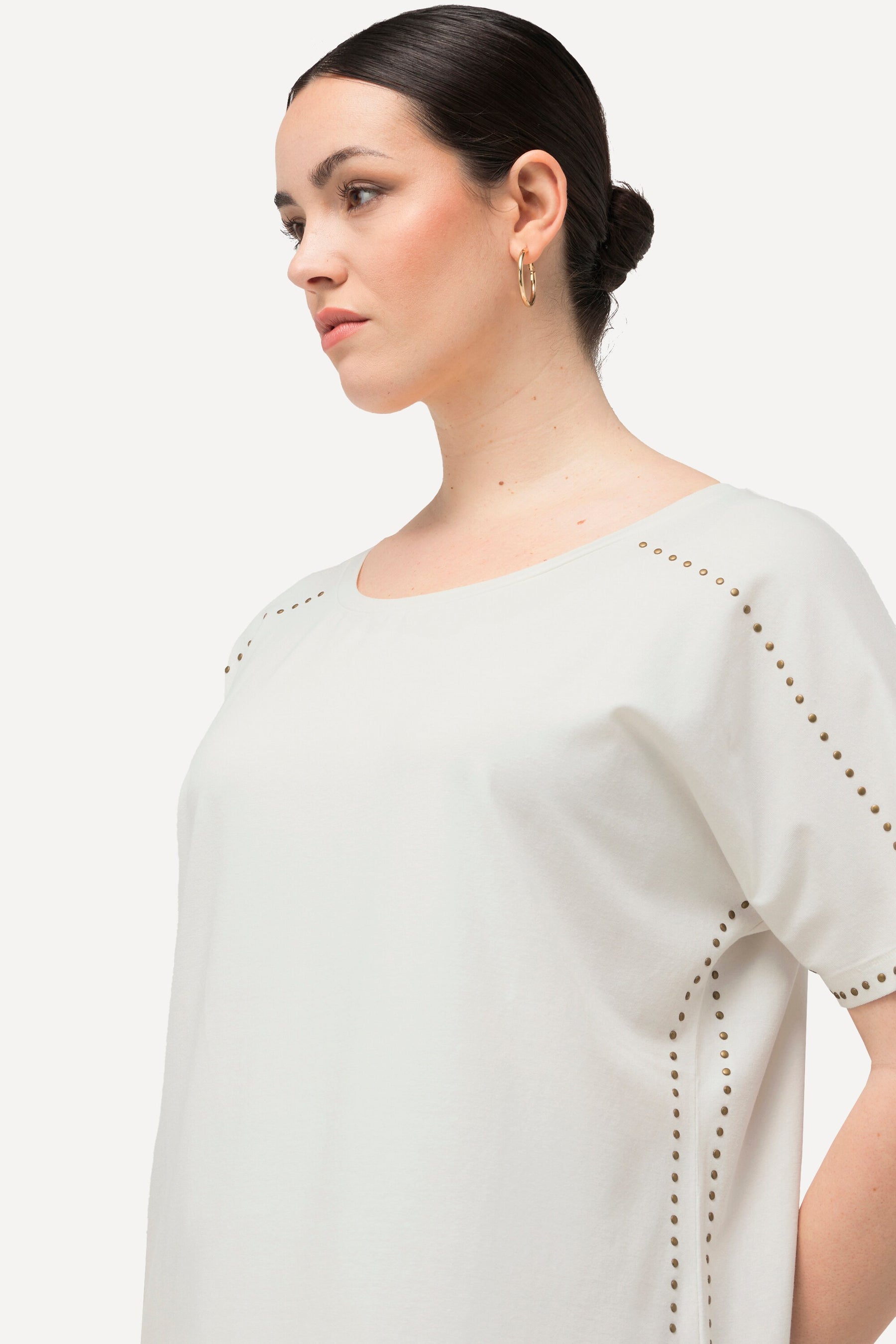 Ulla Popken Studded T-shirt in White