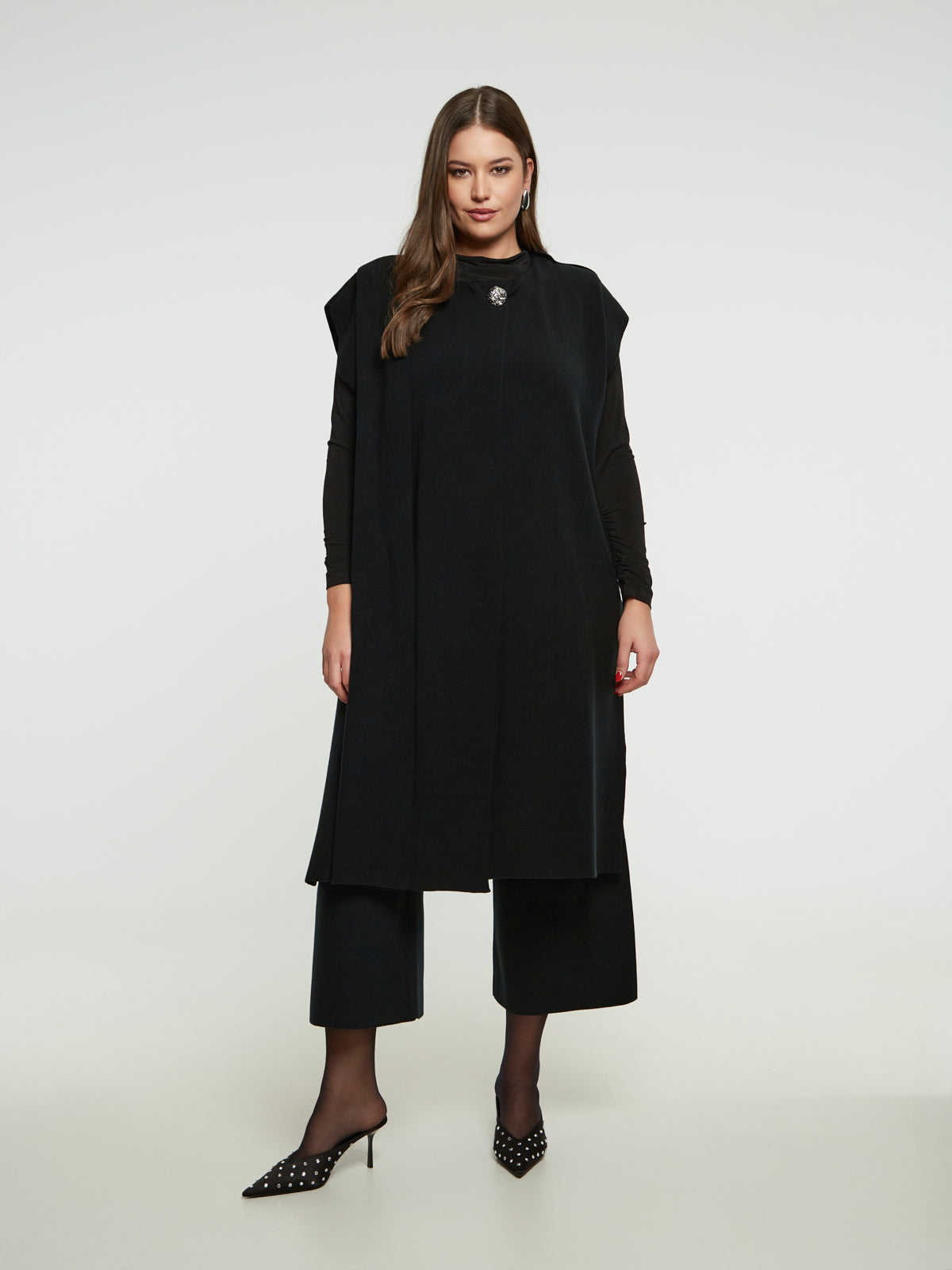 Mat Knit Cardigan in Black