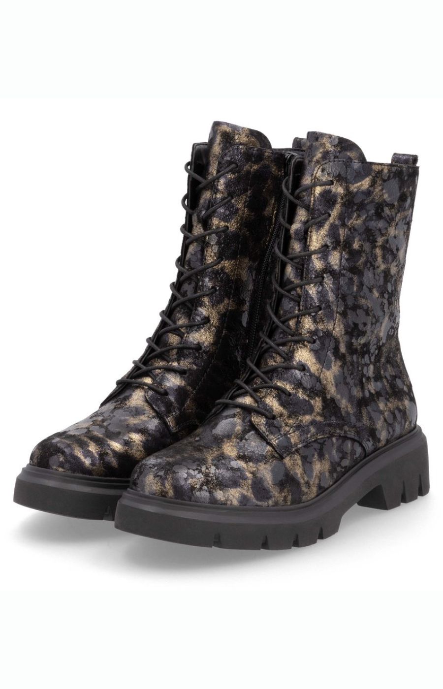 Remonte Black and Gold Print Boot