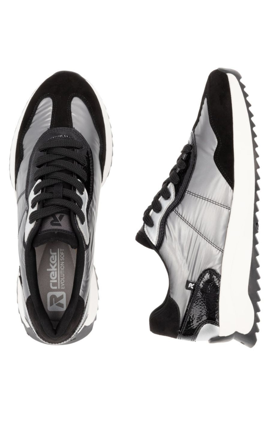 Rieker Trainer in Silver and Black
