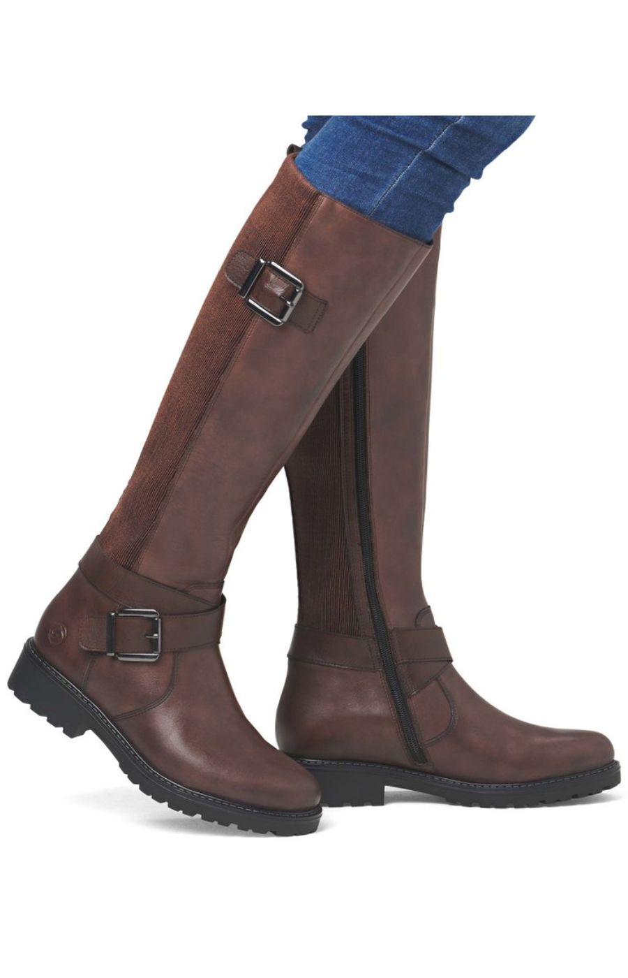 Remonte Knee High Buckle Boot in Brown
