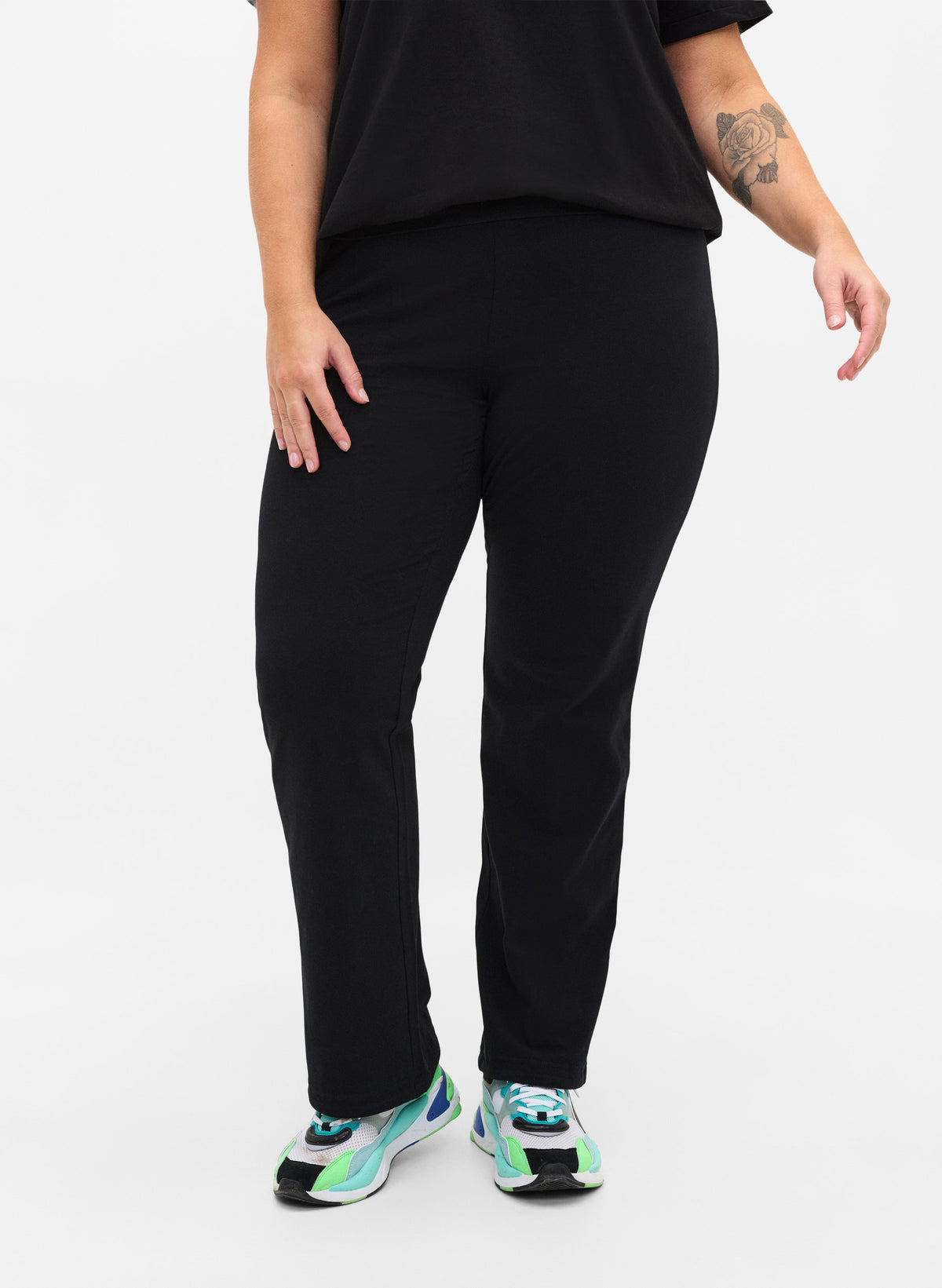 Active by Zizzi Cotton Leggings in Black