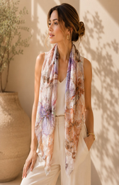 Ada Scarf in Tan/Purple