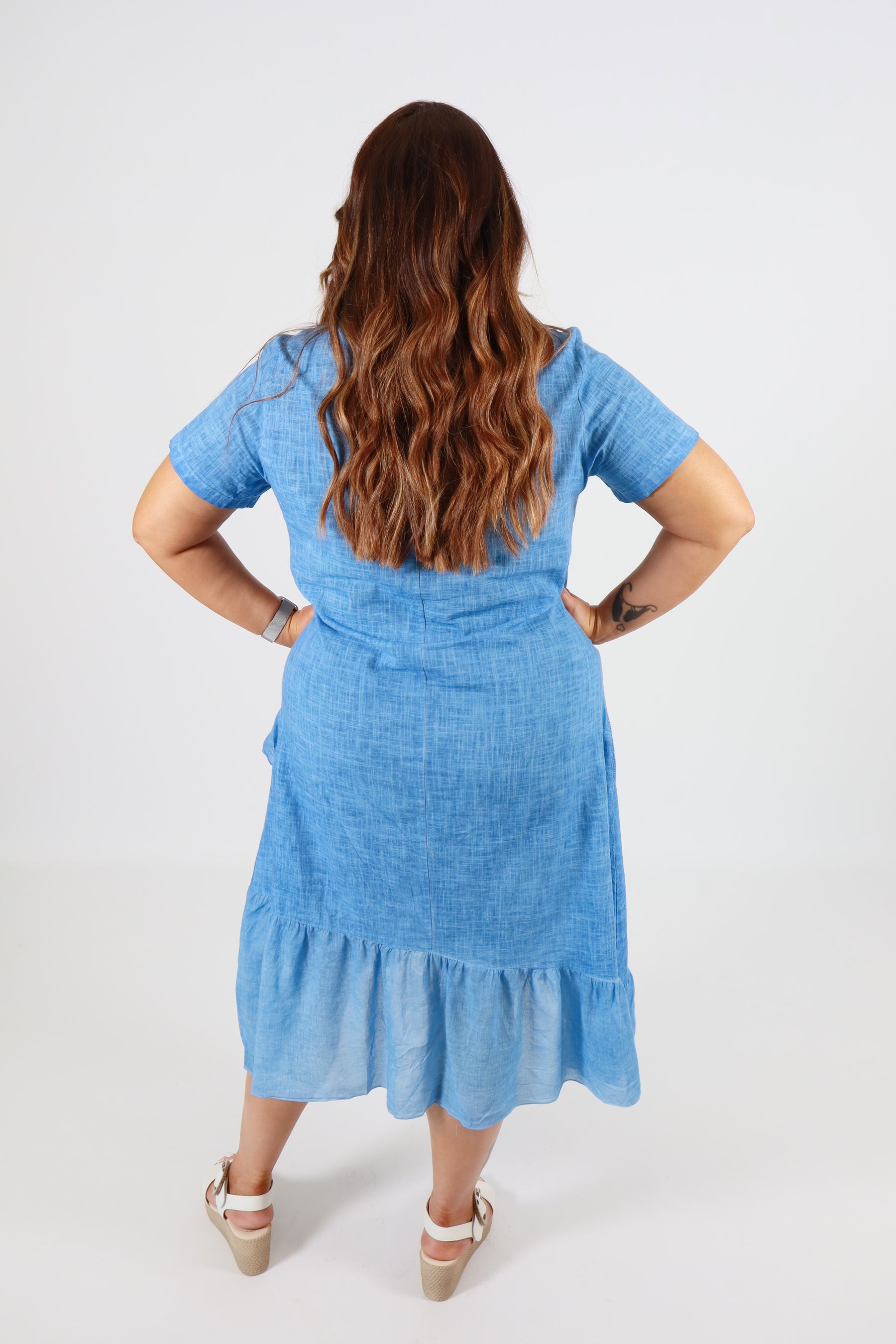 Alexa Cotton Dress in Blue