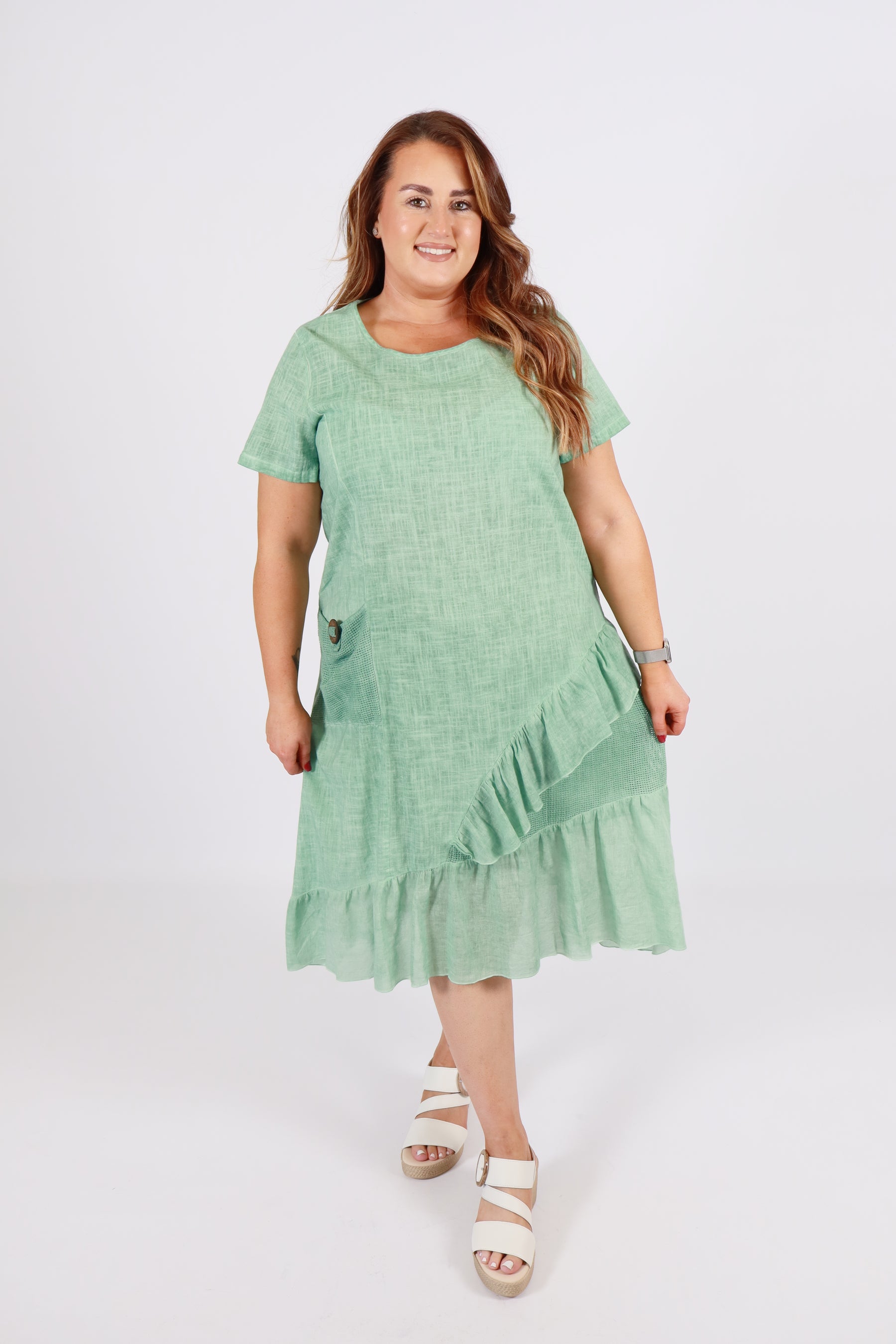Alexa Cotton Dress in Green