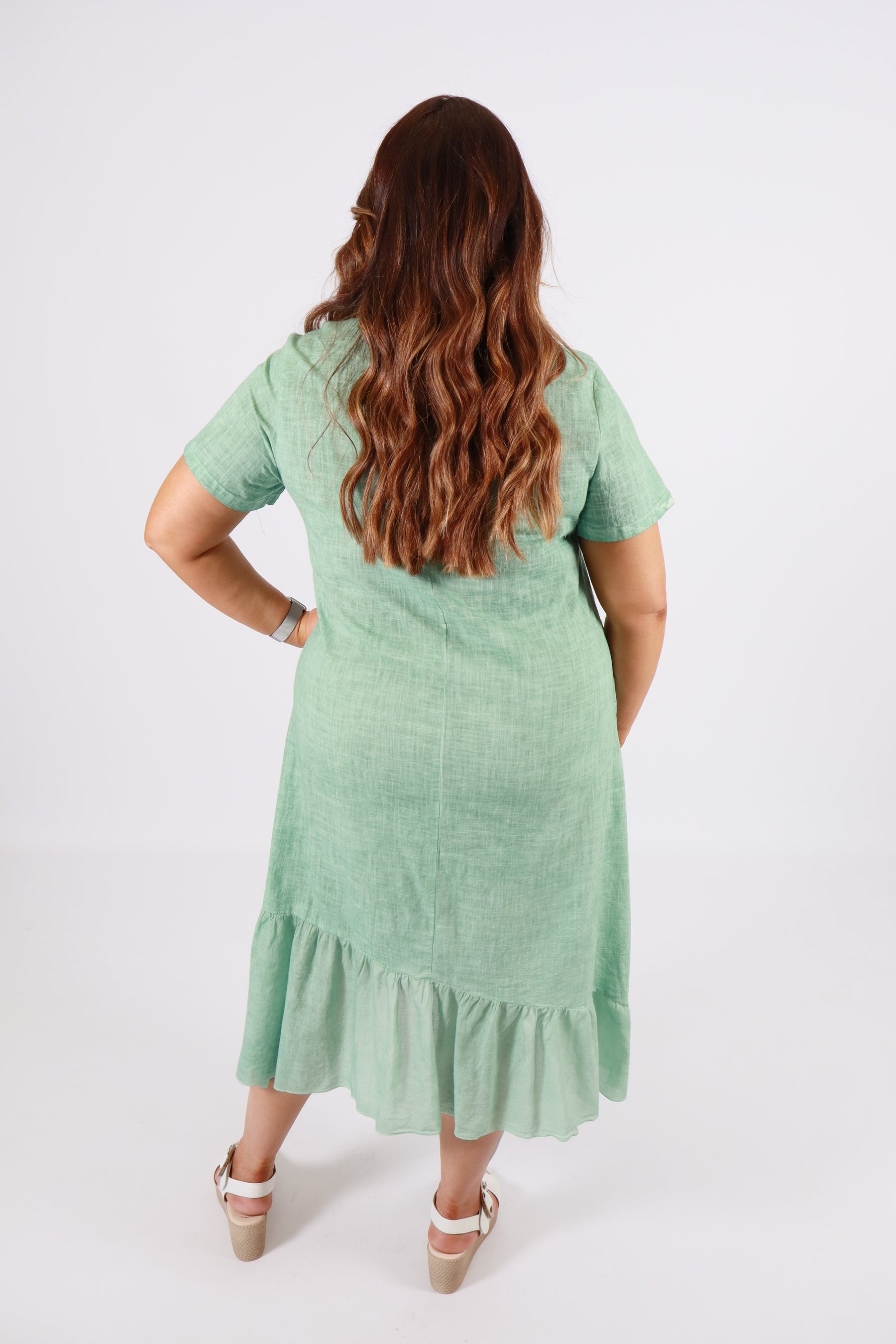 Alexa Cotton Dress in Green