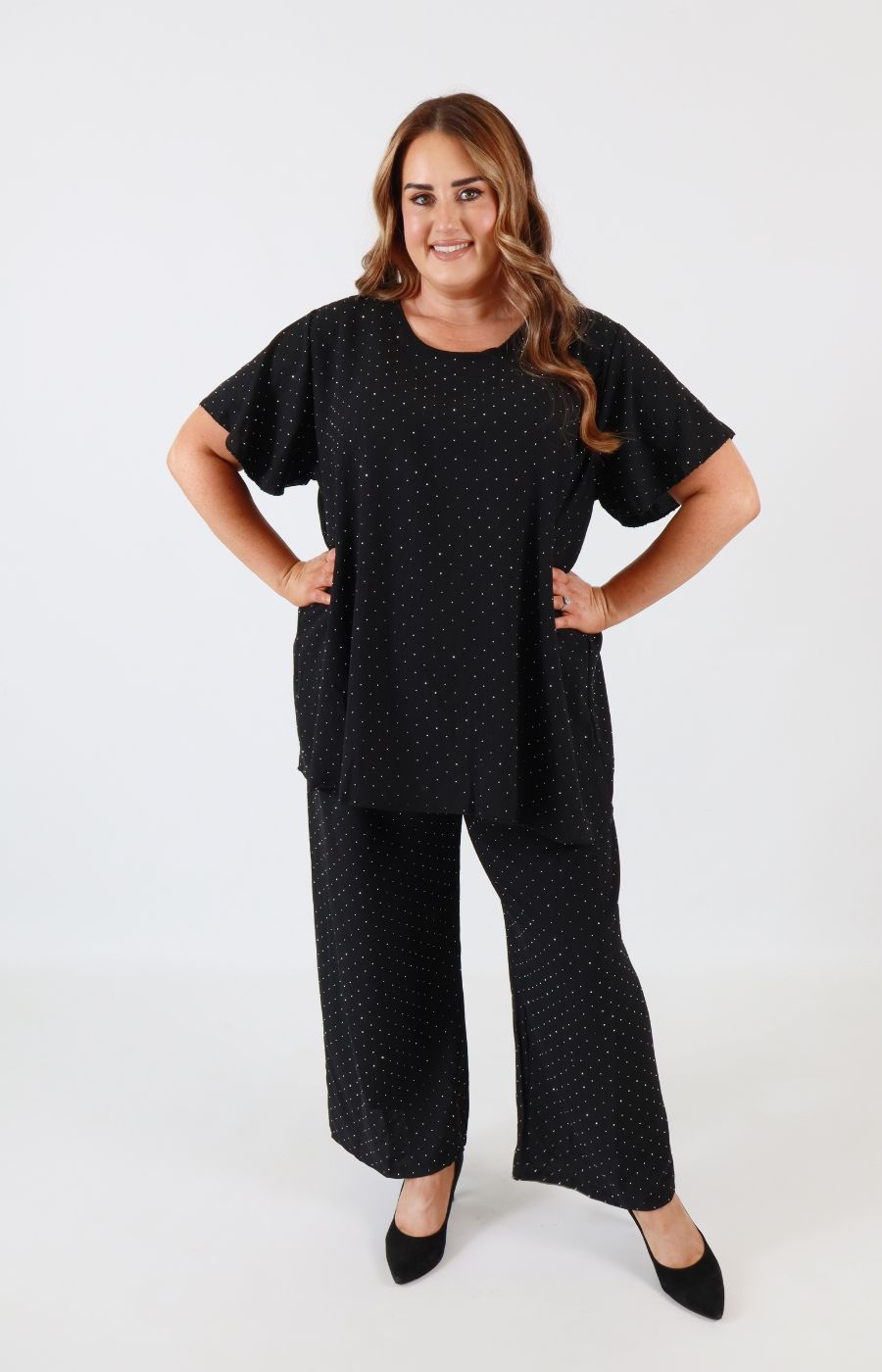 Ali Rhinestone Co-ord in Black