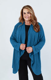 Anglea Waterfall Cardigan in Teal