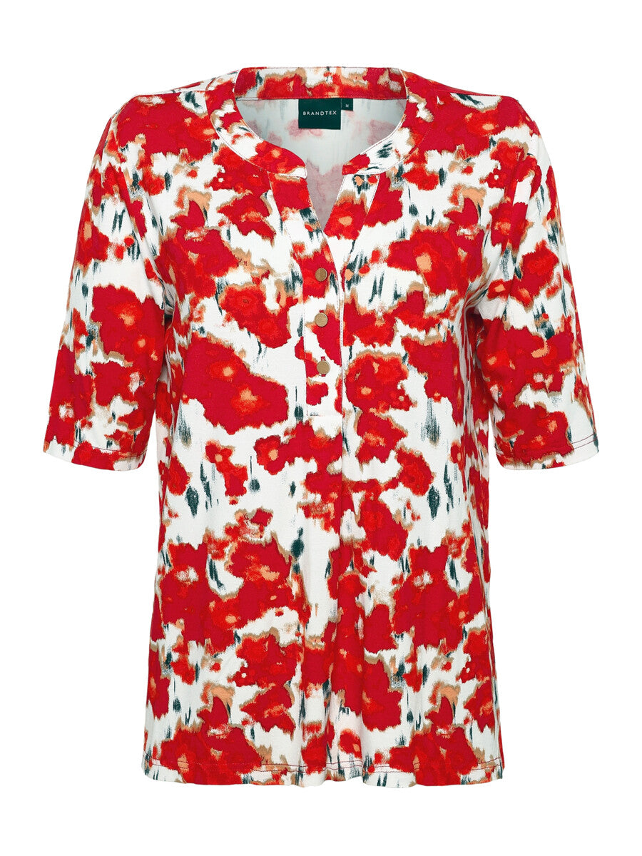 Brandtex Floral Blouse in Red Flower