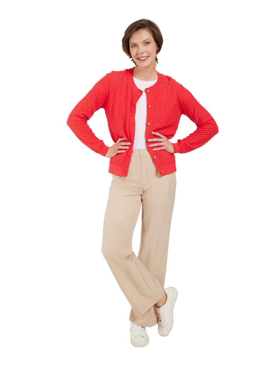 Brandtex Knit Cardigan in Red