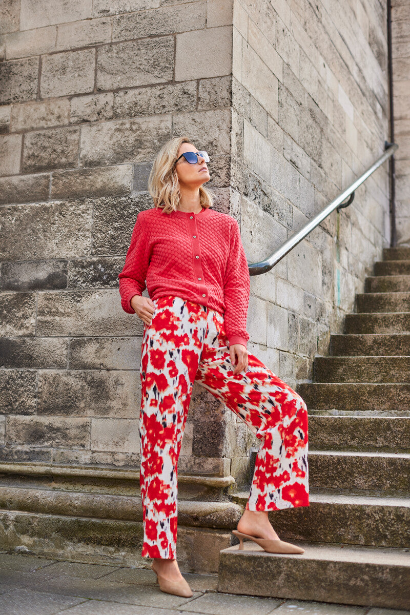 Brandtex Knit Cardigan in Red